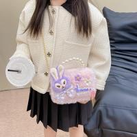 Furry bag little girl pearl hand bag foreign style baby girl messenger bag cute star dew bunny bag 【APR】