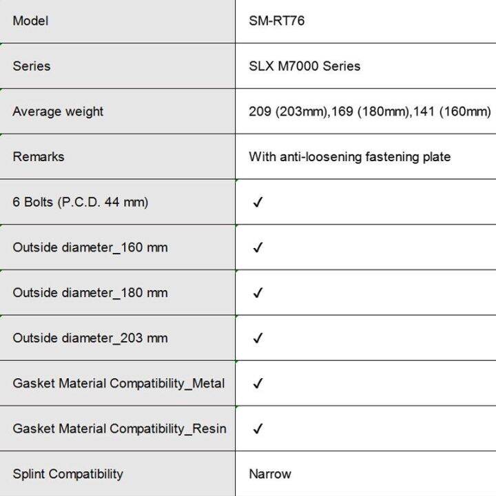 shimano-สลักเกลียวดิสก์เบรคโรเตอร์-rt76ดิสก์เบรคโรเตอร์-mtb-6พร้อมอะแดปเตอร์จักรยานเสือหมอบ160mm-180mm-203mm