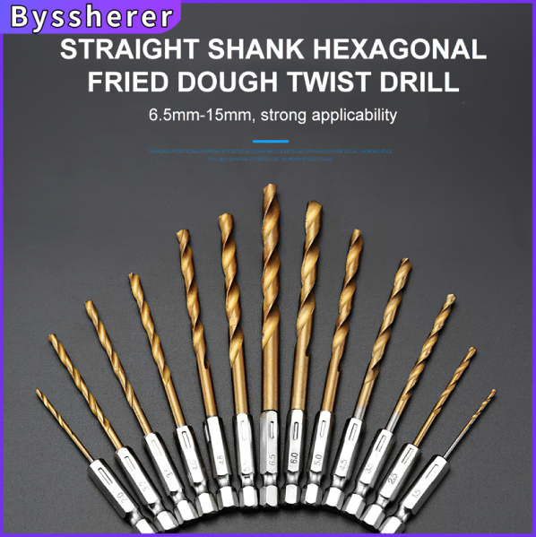 2pcs 13 size 1.5mm-6.5mm Drill Bit Set Titanium Coated HSS High Speed Steel  Hex Shank Quick Change