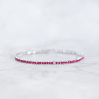 Ruby Diamond Bracelet สร้อยข้อมือเพชรทับทิม ทับทิมแท้สีแดงสด เนื้อสะอาดมาก ประดับเพชรแท้น้ำ96-97 ตัวเรือนเป็นทองขาว18k