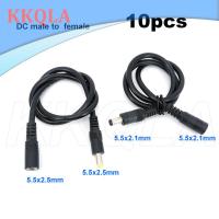 QKKQLA 10x DC male to female power supply Extension connector Cable Plug Cord wire Adapter for led strip camera 5.5X2.1 2.5mm 12v 18awg