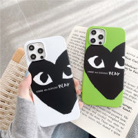 CDG Black Lovely heart Phone case for iphone 13 13pro 13promax 12 12pro 12promax Trendy graffiti heart pattern model iphone 11 11promax x xr xsmax 7+ 8+ ins popular Cute Silicone Phone case good quality