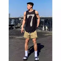 original hiphop ruffian handsome pure cotton sleeveless t-shirt mens summer American style retro loose bottoming sweatshirt vest shoulder vest tide