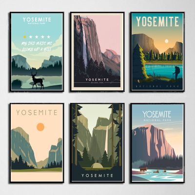 Yosemite National Park Travel World City พิมพ์โปสเตอร์ Wall Art ภาพวาดผ้าใบภาพของขวัญตกแต่งบ้าน