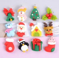 20pcs/lot Santa Claus Snowman Bell Christmas Decoration Resin Charms for Keychain Necklace Pendant Jewelrry Findings