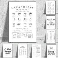 Spanish Símbolos de Lavandería Room Wall Pictures Symbols Stains Guide Canvas Painting Prints Spain