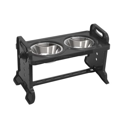 Anti-Slip Elevated Double Dog Bowls Adjustable Height Pet Feeding Dish Stainless Steel Foldable Puppy Cat Food Water Container