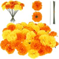 【CC】 Bulk Flowers Heads Artificial Silk Day of The Dead Diwali Marigolds Garlands Crafting Decoration