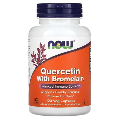 Quercetin with Bromelain, 120 Veg Capsules เควอซิติน โบรมีเลน, อเมริกา, Now Foods,