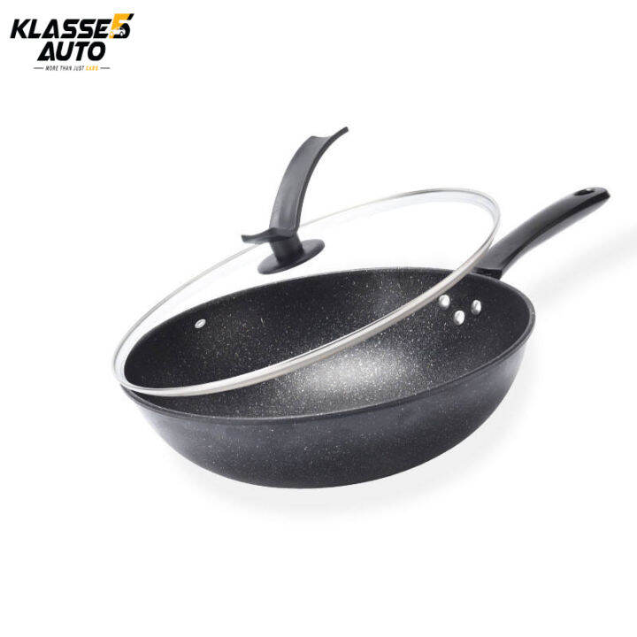 Klasse Non Stick Wok Frying Pan Original With Cover Maifan Stone Wok