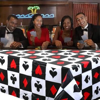 3 Piece Tablecloth Disposable Tablecloth Poker Casino Party Rugby 54 Inch X 108 Inch