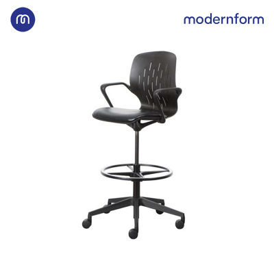 Modernform เก้าอี้อเนกประสงค์ รุ่น S CHAIR พนักพิงสูง ยืดหยุ่นโค้งรับตามสรีระผู้นั่ง เสริมความสบายด้วยที่วางแขนทรงเท่ พร้อมที่พักเท้า เบาะหนังเทียมดำ ขาดำ