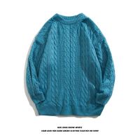 Retro Twist Turtle คอเสื้อกันหนาวผู้ชายฤดูใบไม้ร่วงและฤดูหนาวหนาเสื้อกันหนาวสีทึบ Pullover เสื้อกันหนาว Top