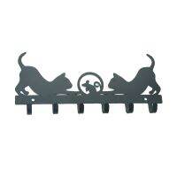 Key Holder for Cat (6-Hook Rack) Decorative,Metal Hanger for Front Door, Kitchen,Store House,Work,Car,Vehicle Keys