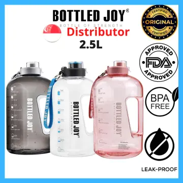 BOTTLED JOY + Half Gallon Water Bottle with Straw Lid, BPA Free 75oz