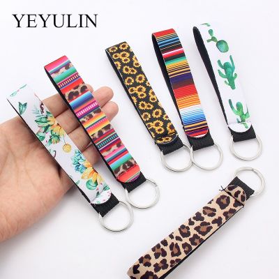 Flower Pattern Cloth Band Keychain Key Chain Lanyard For Women Phone Case Wallet Short Long Ribbon For Bag Charms Car Key Ring Key Chains