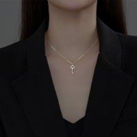 WANTME 925 Sterling Silver Simple Luxury Zircon Key Clavicle Charm Chain Necklace for Women Gold Silver Wedding Party Jewelry