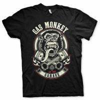 Gas Monkey Garage Pistons &amp; Flames เสื้อยืดผู้ชาย Fast N Loud GMG Black