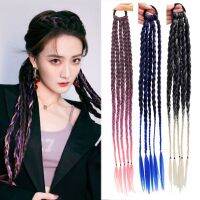 KUXMTC การไล่ระดับสีของเส้นผม กล่องถักผมหางม้า ไฮไลท์เน้น บิดเกลียวได้ Braids วิกผมสกปรก แฟชั่นสำหรับผู้หญิง ชุดกระโปรงยาว วิกผมต่อ สาวๆ