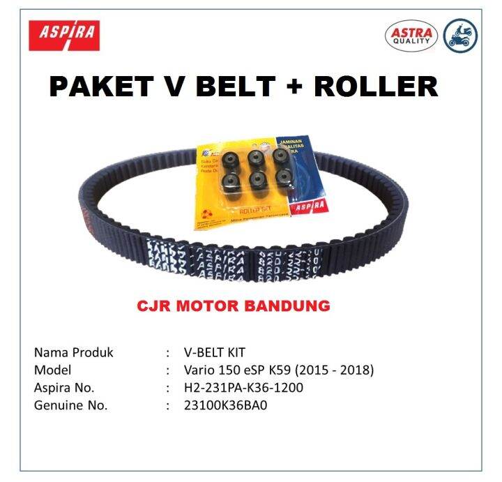 Vario 150 Paket Van Belt + Roller V Belt motor Honda ESP K36 ASPIRA