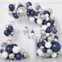 Silver Navy Blue Balloons Garland Arch Kit Kids Birthday Party Decoration Boy Baby Shower Baptism Christening Pipe Fittings Accessories