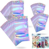 10pcs/set Eyelashe Package In Bulk Holographic Laser Zip Lock Bag Necklace Storage Custom Sticker Wholesale Gift Packaging Food Storage Dispensers