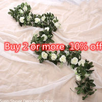 【cw】silk artificial rose vine hanging flowers for wall decoration rattan fake plants leaves garland romantic wedding home decoration ！