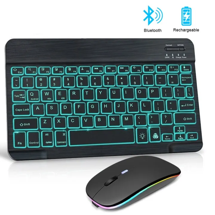 LED Bluetooth Keyboard Wireless RGB Keyboard And Mouse Spanish Mini