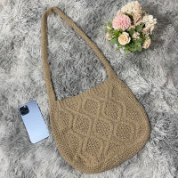 Women Knitted Shoulder Bags Large Capacity Weave Shopping Crossbody Handbag Female Boho Style Shopping Handbag 2023