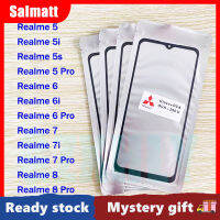 Salmatt กระจกด้านนอกหน้าจอด้านหน้าพร้อมกาวโอก้าสำหรับ Realme 5/5i/5S/5 Pro/6/6i/6 Pro/7/7i/7 Pro/ 8/8 Pro ตัวเปลี่ยนกระจกด้านนอกสัมผัสจอแอลซีดี