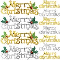 Merry Christmas Letter Hanging Sign Xmas Tree Hanging Pendant Gold Silver Alphabet Door Window Ornaments New Year Decorations Christmas Ornaments