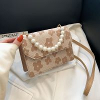 [COD] pearl bag female 2023 new cute fresh and sweet flower casual one-shoulder Messenger square