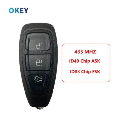 กุญแจรถยนต์รีโมท Okey สำหรับ Ford Mondeo Kuga Fiesta Focus B C-Max 2011 2012 2015 KR5876268 Keyless Go ID83 Fsk ID49ขอ