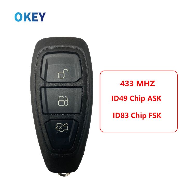 กุญแจรถยนต์รีโมท-okey-สำหรับ-ford-mondeo-kuga-fiesta-focus-b-c-max-2011-2012-2015-kr5876268-keyless-go-id83-fsk-id49ขอ