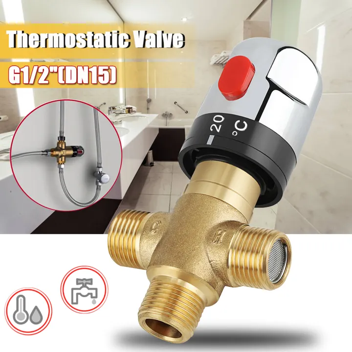 Mixer Tap Valve Thermostatic Mixing Valve With G1/2 Thread, Shower Mixing Valve Temperature Control Valve Radiator Valve