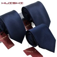 ✆ HUISHI 8CM 8 Styles Men 39;s Solid Dark Blue Color Neck Tie 6cm Waterproof Jacquard Necktie Daily Wear Cravat Wedding Party For Men