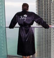 Personalized King Mens Satin Robes Custom Mens Robe Fathers Day Gift Birthday Gift for Him Wedding Bathrobe Nightgown For Men