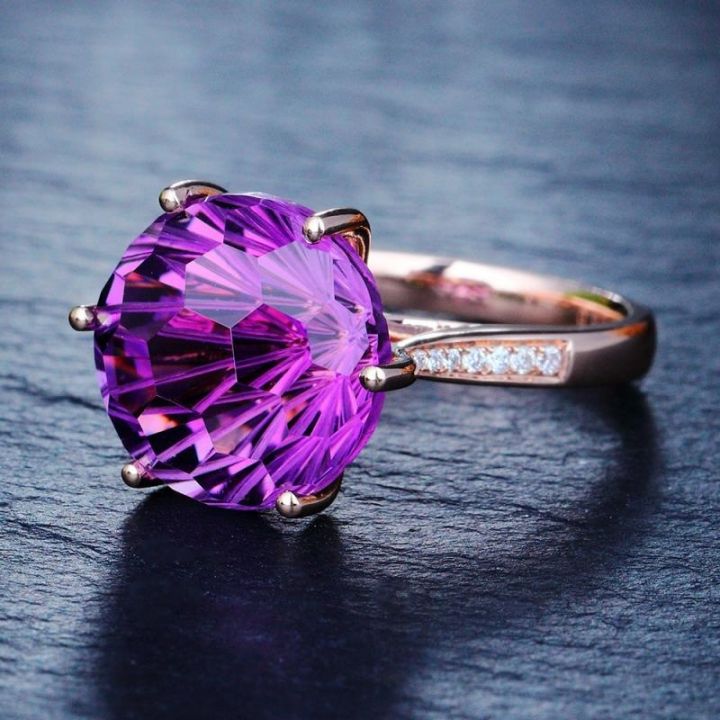 hoyon-18k-rose-gold-colorful-brazilian-natural-amethyst-ring-six-claw-temperament-colorful-gem-diamond-style-ring-opening-ring