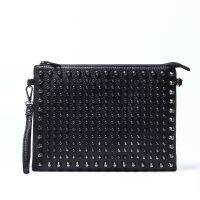 DIINOVIVO Simple Brand Ladies Clutch Bags Women Rock Style Rivet Shoulder Envelope Bag Unisex Luxury Leather Punk Bags WHDV0206