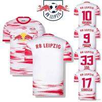 เสื้อกีฬาแขนสั้นลายทีมชาติฟุตบอล Poulsen 2021-2022 Rb Leipzig ทรงหลวมขนาดพลัสไซส์สําหรับผู้ชาย