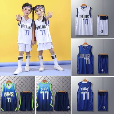 NBA DALLAS 77 Luka Doncic Swingman Basketball Jersey Set Kids Uniform Suit Dri-FIT Breathable Sports Clothes