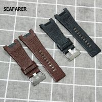 Kulit Asli Lapisan Atas untuk Diesel DZ1216 DZ1273 4246 DZ4247 DZ4287 Gelang Jam Pria Takik Permukaan Tali Jam 32Mm x 18Mm