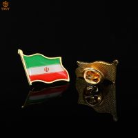 Iran Islamic Republic Allah Akbar National Flag Gold Plated Enamel Metal Pin Fashion Banner Lapel Pin Brooch Pin Badge Jewelry