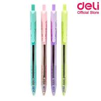 ปากกา Deli Q34 Ball point pen ปากกาลูกลื่น ARROW หมึกน้ำเงิน เส้น 0.5mm (10ด้าม/แพ็ค) ด้ามสีพาสเทลใส