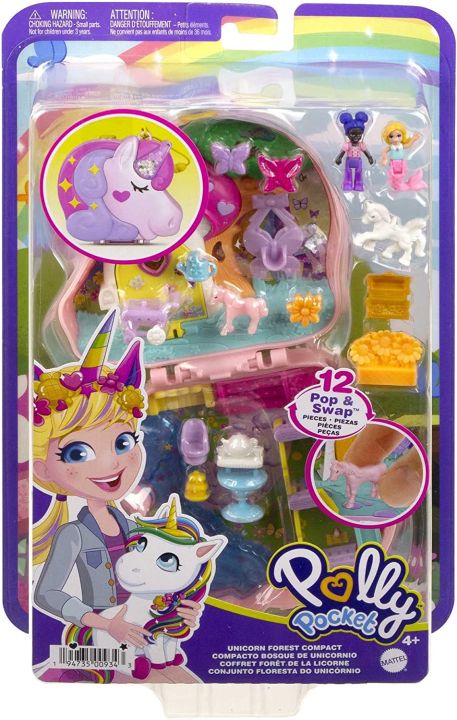 polly-pocket-unicorn-forest-compact-tea-party-themed-playset-with-glitter-horn-ราคา-1-150-บาท