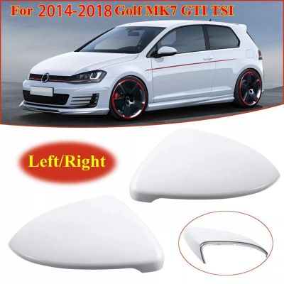 2X for - Golf 7 MK7 - TSI 2014 2015 2016 17 2018 Front White Rearview Side Wing Mirror Cap Cover 5G0857538E