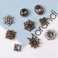 5 Pcs Alloy Rhinestone Buttons Ornaments Jewelry Earrings Choker Hair Bag Brooch Collar DIY Handmade Jewelry Retro Accessories