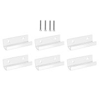 Vinyl Record Shelf Wall Mount 6 Pack, 4 INCH Clear Acrylic Album Record Holder Display Floating for Bathroom, Bedroom