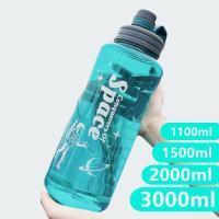 1.1/1.5/2/3 Liter Water Bottle  Large Portable Travel Bottles For Training Sport Fitness Cup with Time Scale FDA Free