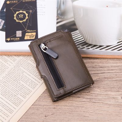 （Layor wallet）  BISI GORO ชื่อที่กำหนดเองผู้ชายกระเป๋าสตางค์วินเทจผู้ถือบัตรเครดิตอลูมิเนียมกล่องอัตโนมัติ Pop-Up RFID บัตรประชาชนกรณี Carteira กระเป๋าเงินเหรียญ